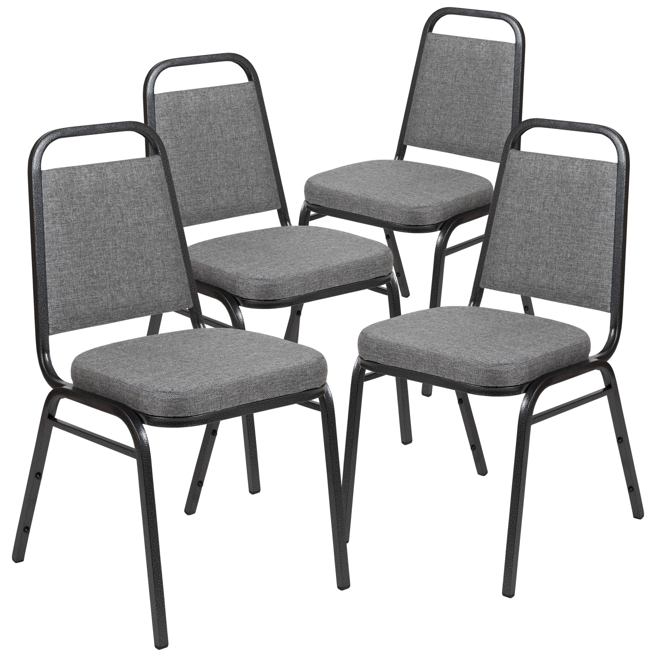 Silver Vein Frame Gray Fabric Stacking Banquet Chair