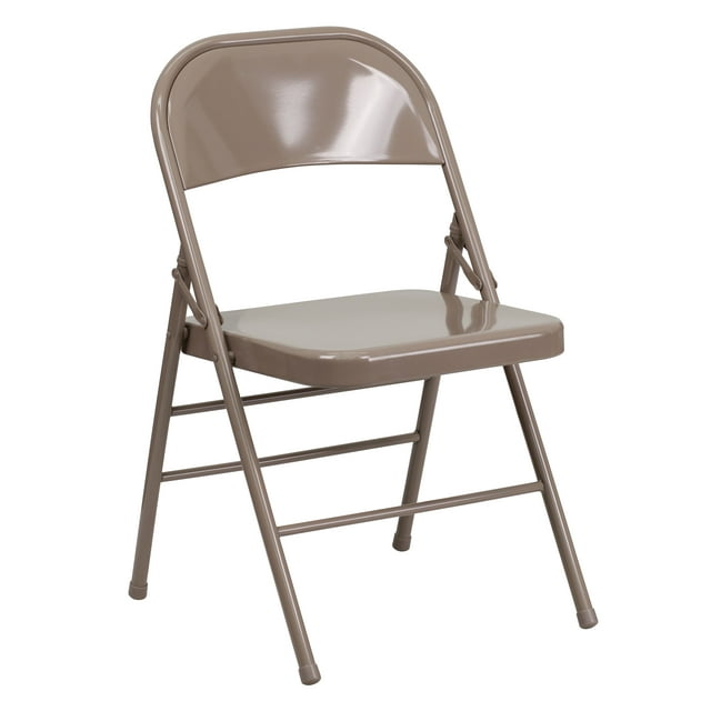 Flash Furniture HERCULES Series Triple Braced & Double Hinged Beige Metal Folding Chair