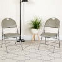 Flash Furniture HERCULES Series Ultra-Premium Triple Braced Gray Vinyl Metal Folding Chair with Easy-Carry Handle