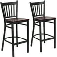 thumbnail image 1 of Flash Furniture HERCULES Series Vertical Back Bar Stools, Mahogany Wood/Black (Set of 2), 1 of 8