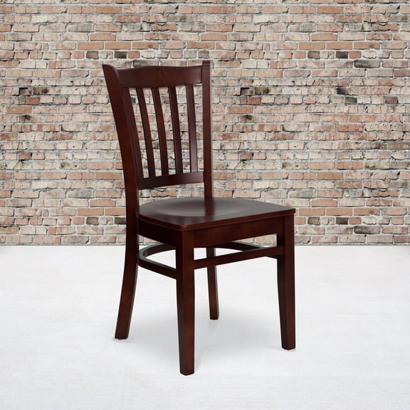 Flash Furniture HERCULES Series Vertical Slat Back Mahogany Wood Restaurant Chair