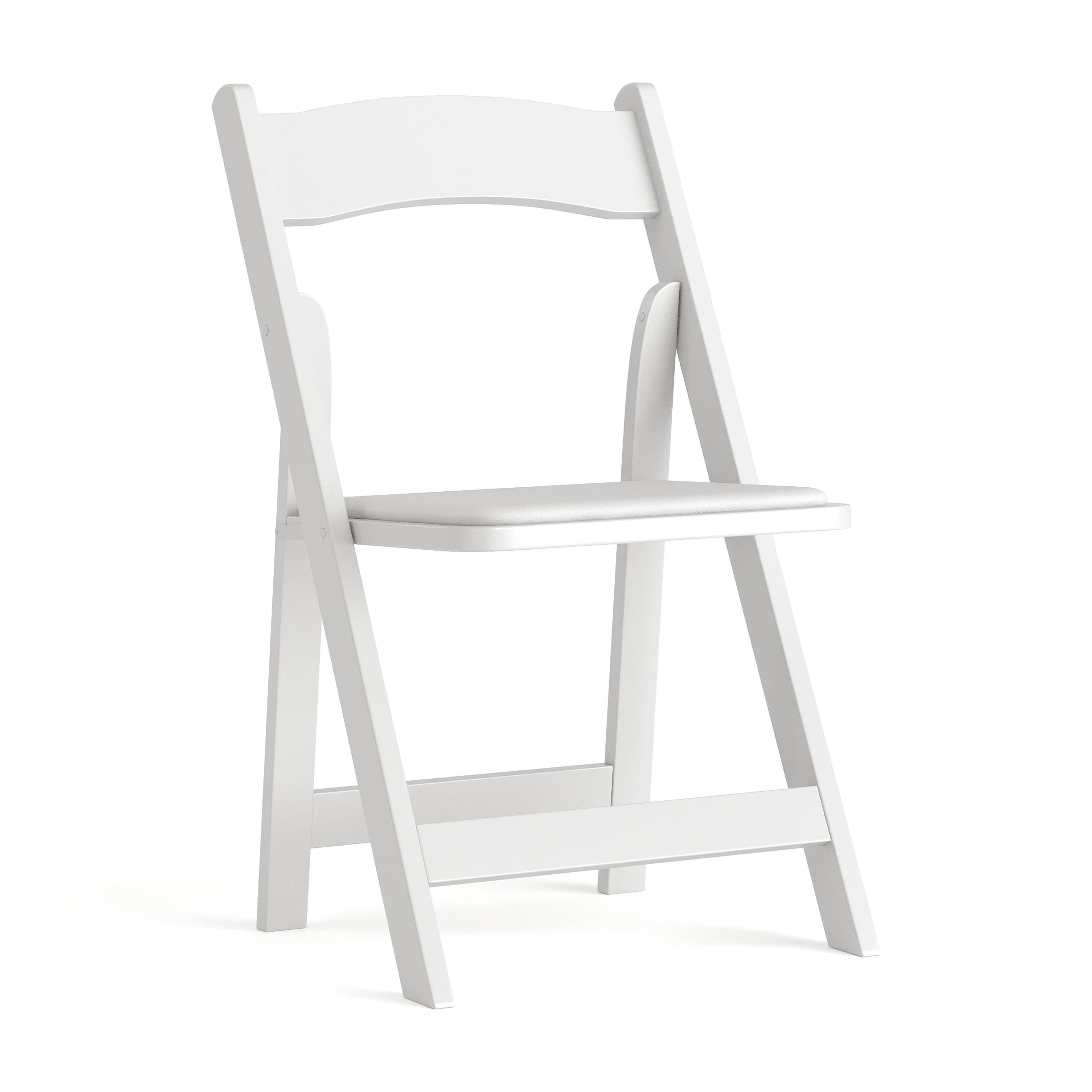 Hercules Series 30.5" White Beechwood Folding Chair with Vinyl Seat