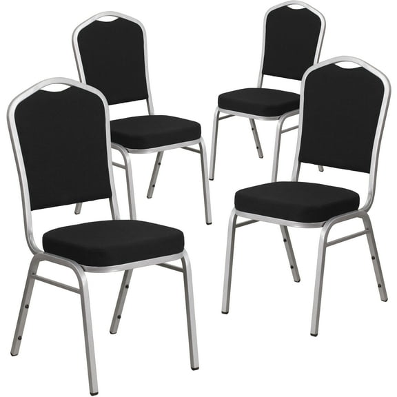 Flash Furniture HERCULES Stacking Banquet Chair, Black, Set of 4