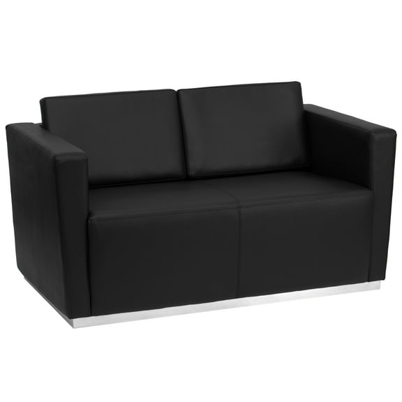 Flash Furniture HERCULES Trinity Series Contemporary Black LeatherSoft Loveseat with Stainless Steel Base