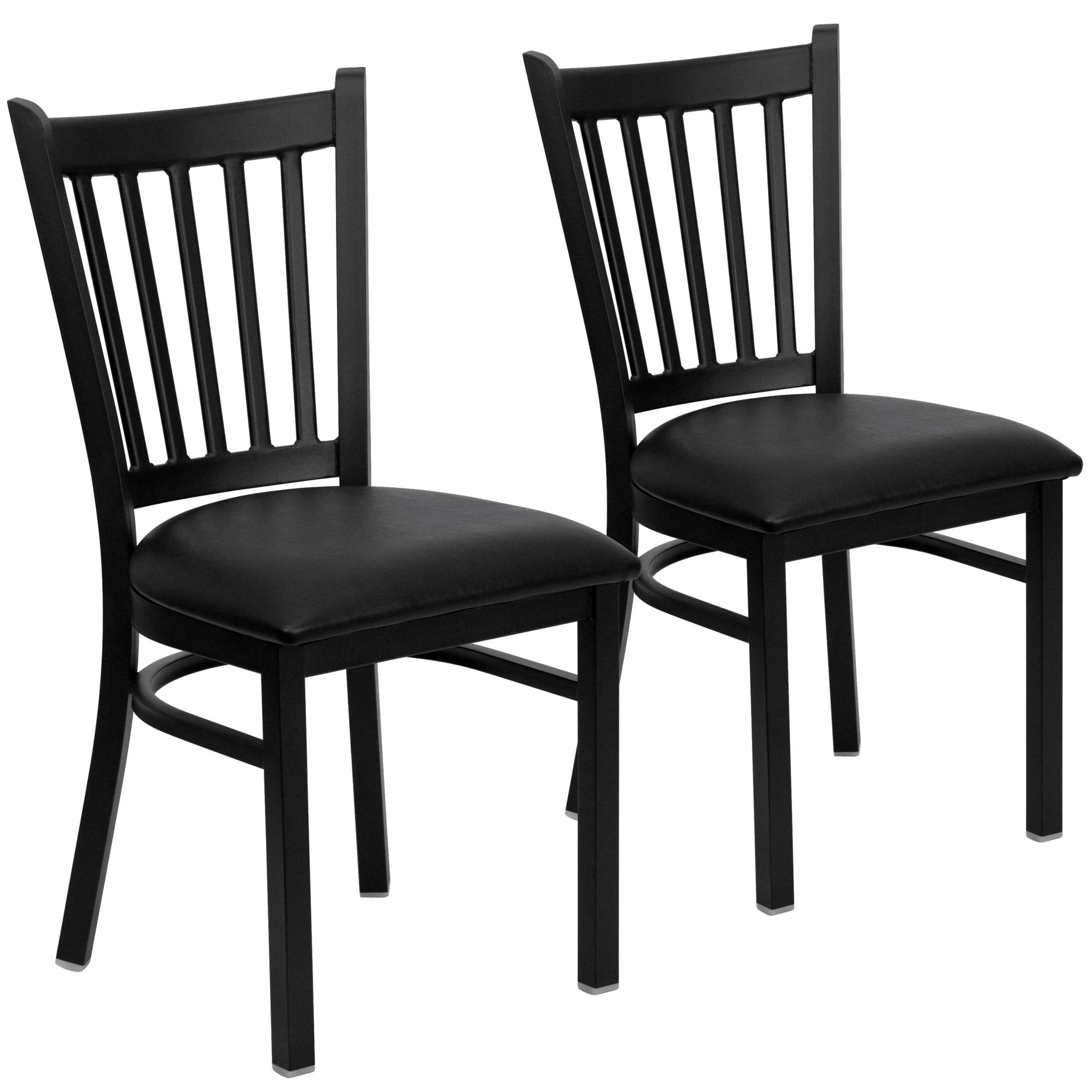 Black Metal Vertical Back Upholstered Side Chair Set