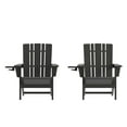 thumbnail image 1 of Flash Furniture Adirondack Chair with Cup Holder, Weather Resistant HDPE Adirondack Chair in Black, Set of 2, 1 of 9