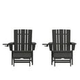 thumbnail image 1 of Flash Furniture Halifax HDPE Adirondack Chair with Cup Holder and Pull Out Ottoman, All-Weather HDPE Indoor/Outdoor Lounge Chair in Black, Set of 2, 1 of 13