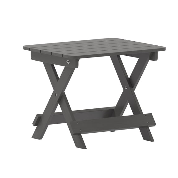 Flash Furniture Halifax Outdoor Folding Side Table, Portable All-Weather HDPE Adirondack Side Table in Gray