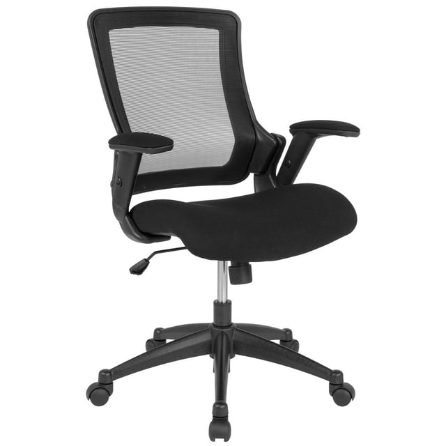 Flash Furniture Hamilton Mid-Back Black Mesh Executive Swivel Office Chair with Molded Foam Seat and Adjustable Arms
