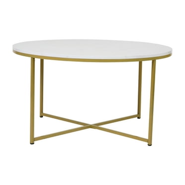 Flash Furniture Hampstead Contemporary Coffee Table, White Marble/Brushed Gold