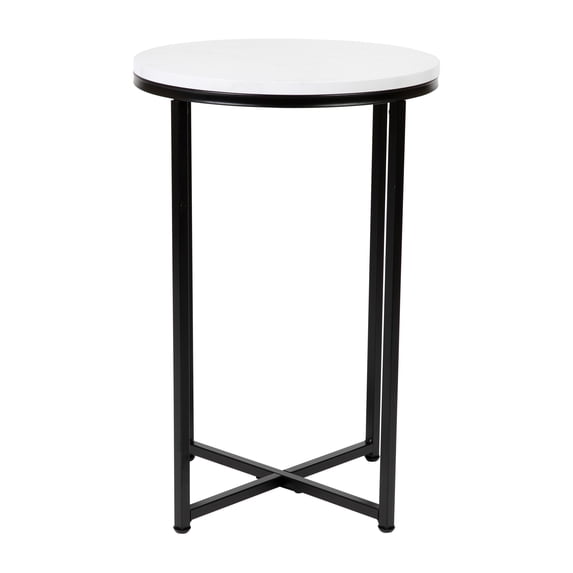 Flash Furniture Hampstead Contemporary End Table, White Marble/Matte Black