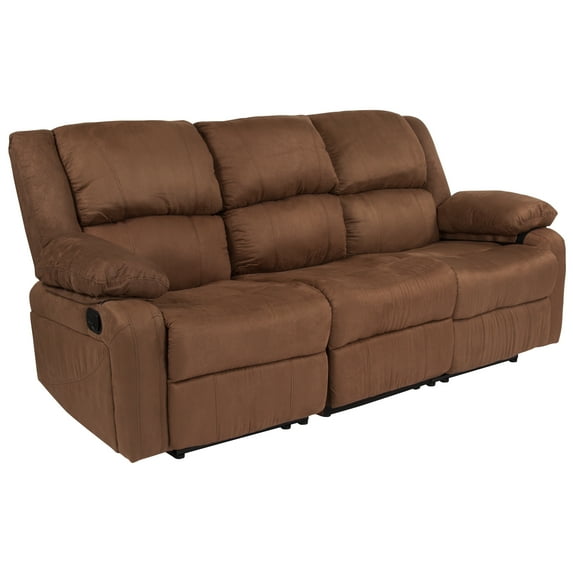 Flash Furniture Harmony Series Chocolate Brown Microfiber Sofa with Two Built-In Recliners