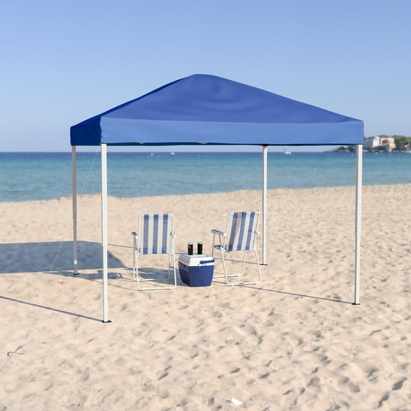 Flash Furniture Harris 10'x10' Blue Outdoor Pop Up Event Slanted Leg Canopy Tent with Carry Bag