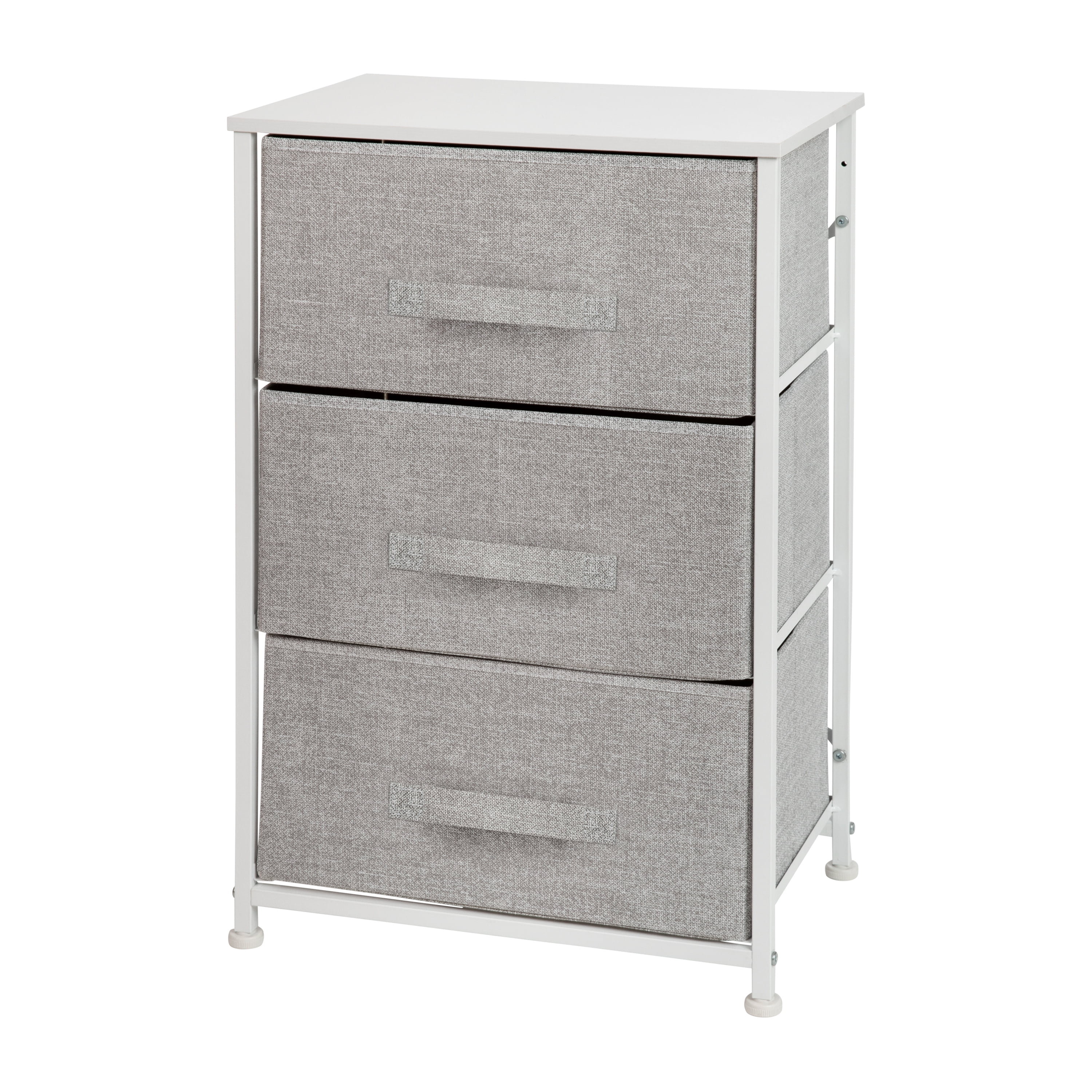 White & Light Gray 3-Drawer Cast Iron Frame Vertical Storage Dresser