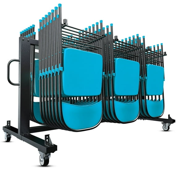 Flash Furniture Heavy Duty Folding Table and Chairs Mobile Cart-Locking Wheels, Holds up to 42 Folding Chairs or 12 Tables, Black