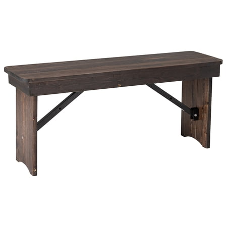 Flash Furniture Hercules 40'' x 12'' Mahogany Solid Pine Folding Farm Bench