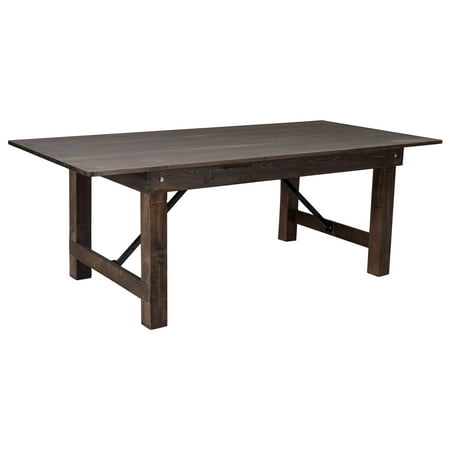 HERCULES 7' x 40" Rectangular Antique Rustic Mahogany Solid Pine Folding Farm Table
