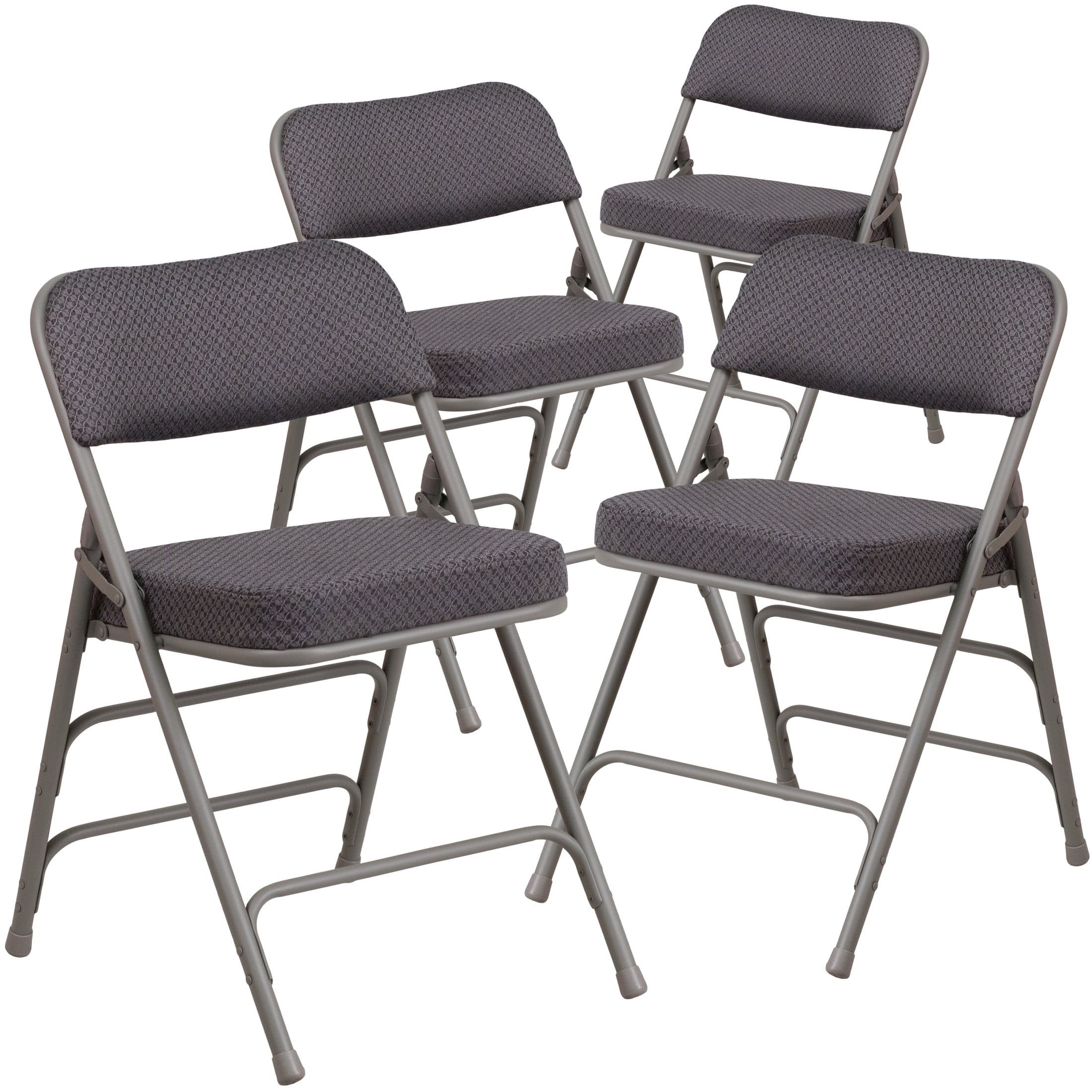 Gray Armless Metal Folding Reception Chairs, Set of 4