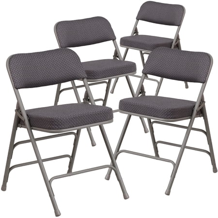 Flash Furniture Hercules Adult Triple Braced & Double Hinged Folding Chairs, Set of 4, Gray