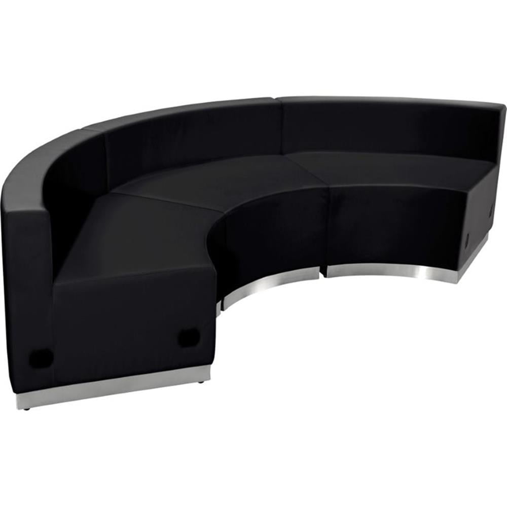 Elegant Black Faux Leather 3-Piece Reception Set with Metal Base