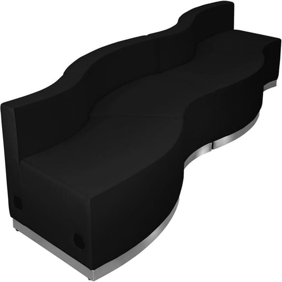 Flash Furniture Hercules Alon 4 Piece Reception Seating in Black