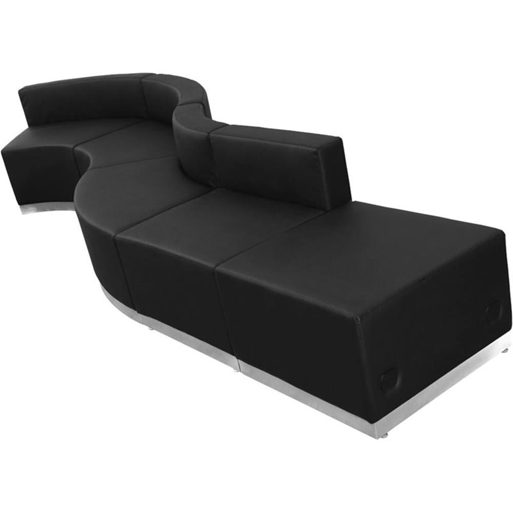 Black Faux Leather Five Piece Reception Seating Set