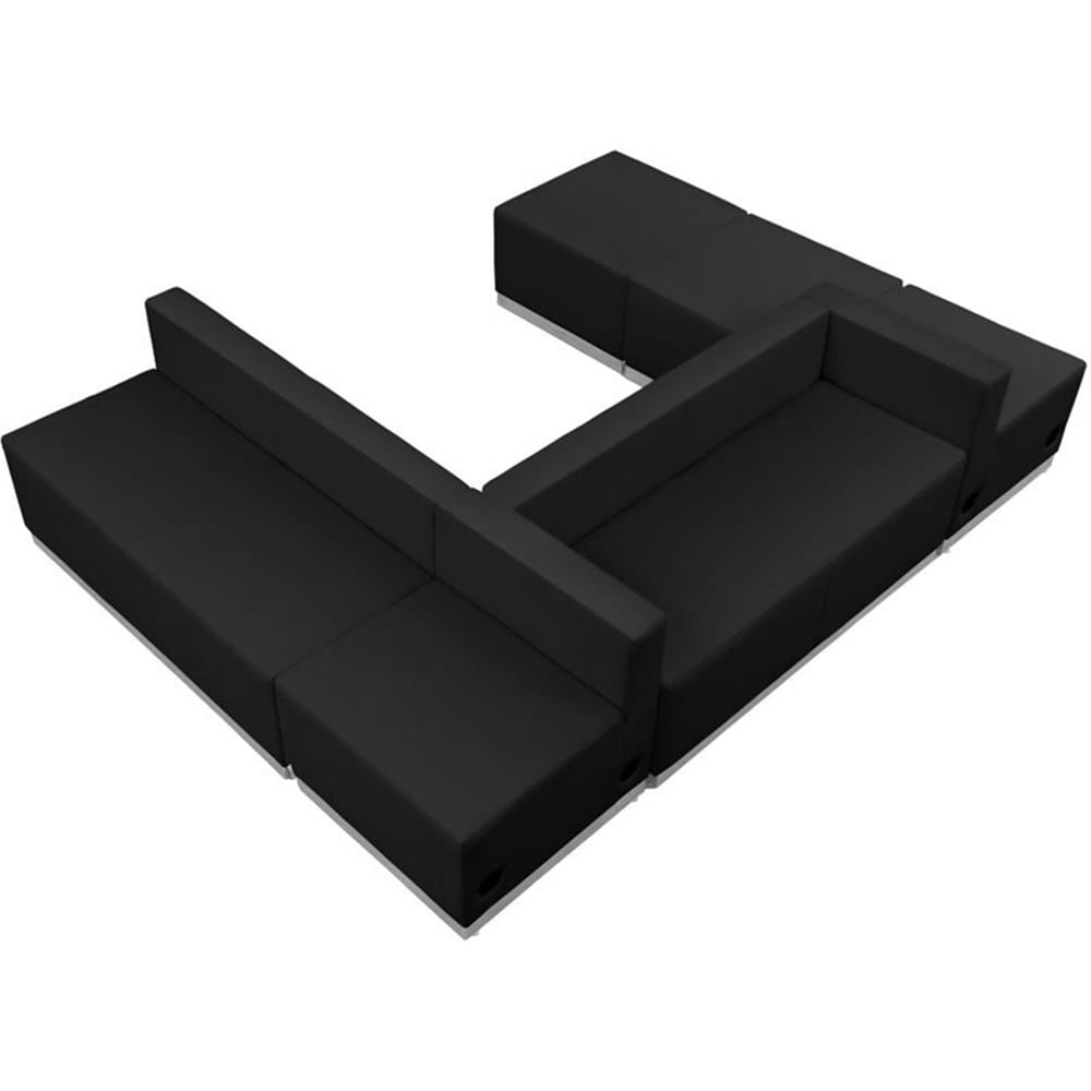 Black Leather Six Piece Reception Furniture Set