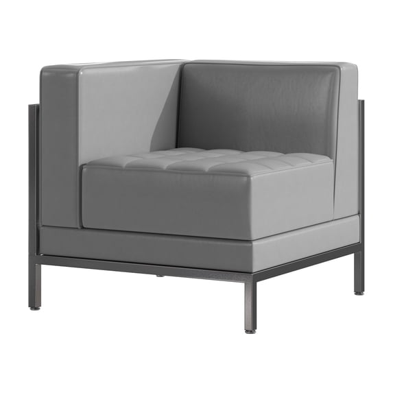 Flash Furniture Hercules Imagination Series Contemporary Gray Leathersoft Left Corner Chair with Encasing Frame