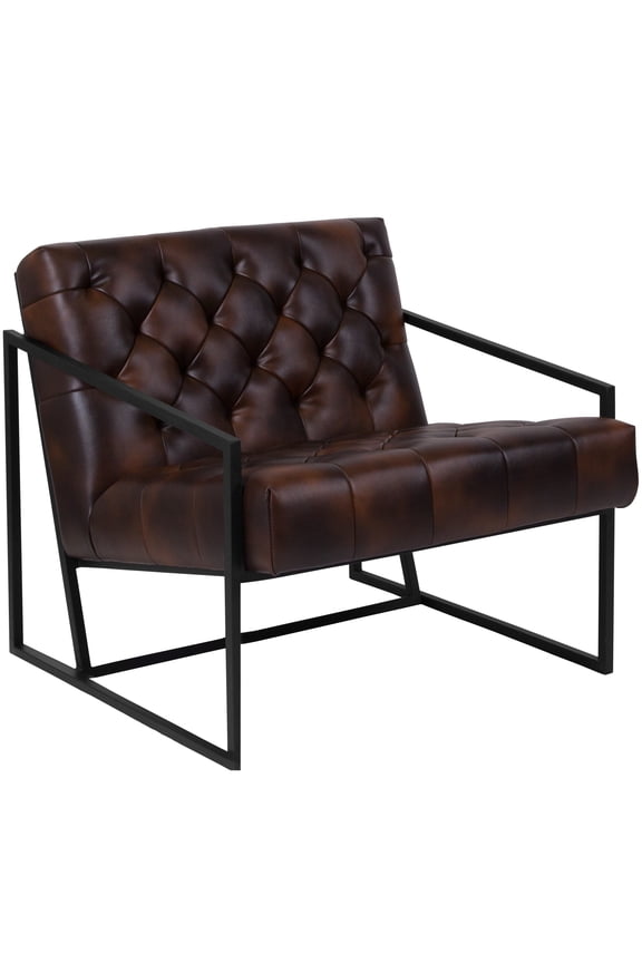 Hercules Madison Series Bomber Jacket LeatherSoft Tufted Lounge Chair, Brown/Black