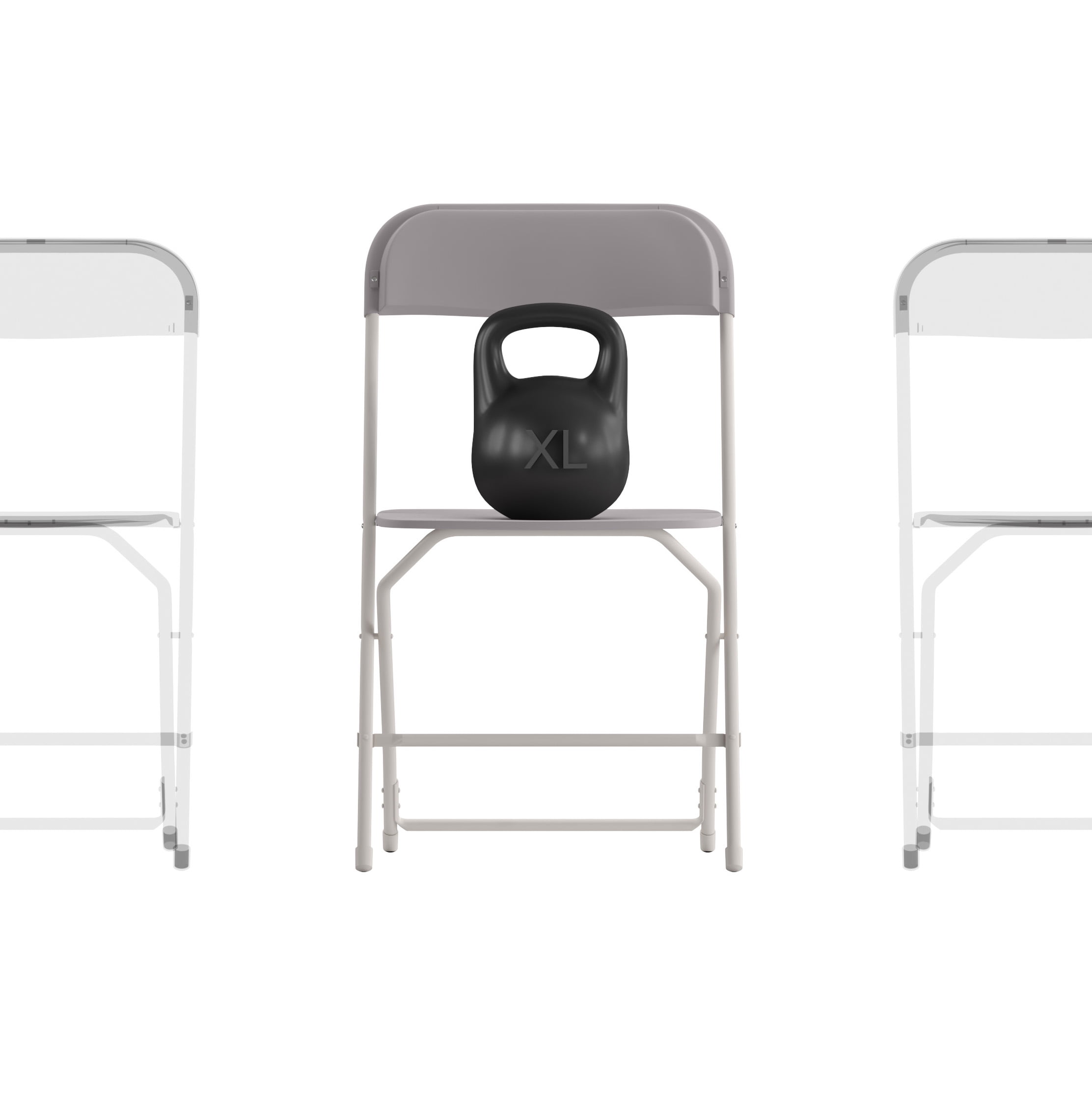 Extra Wide Gray Metal & Plastic Armless Reception Chair