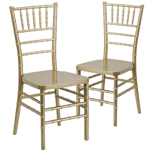 Flash Furniture Hercules Premium Series Adult Size Resin Stacking Chiavari Chairs, Set of 2, Gold