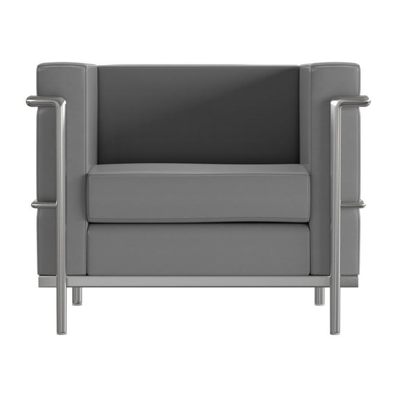 Flash Furniture Hercules Regal Series Contemporary Gray LeatherSoft Chair with Encasing Frame