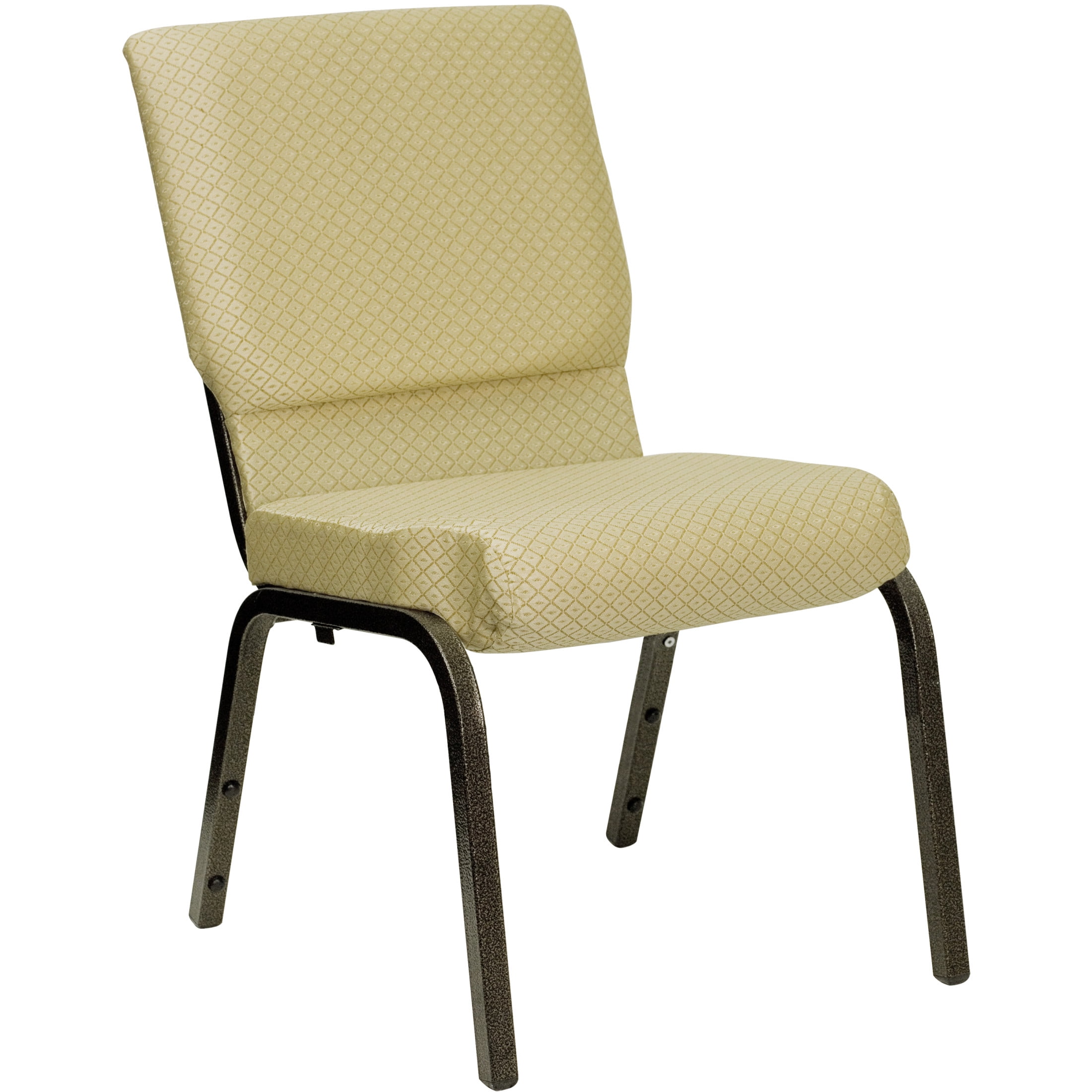 Hercules 18.5'' Beige Polyester Stacking Church Chair with Gold Steel Frame