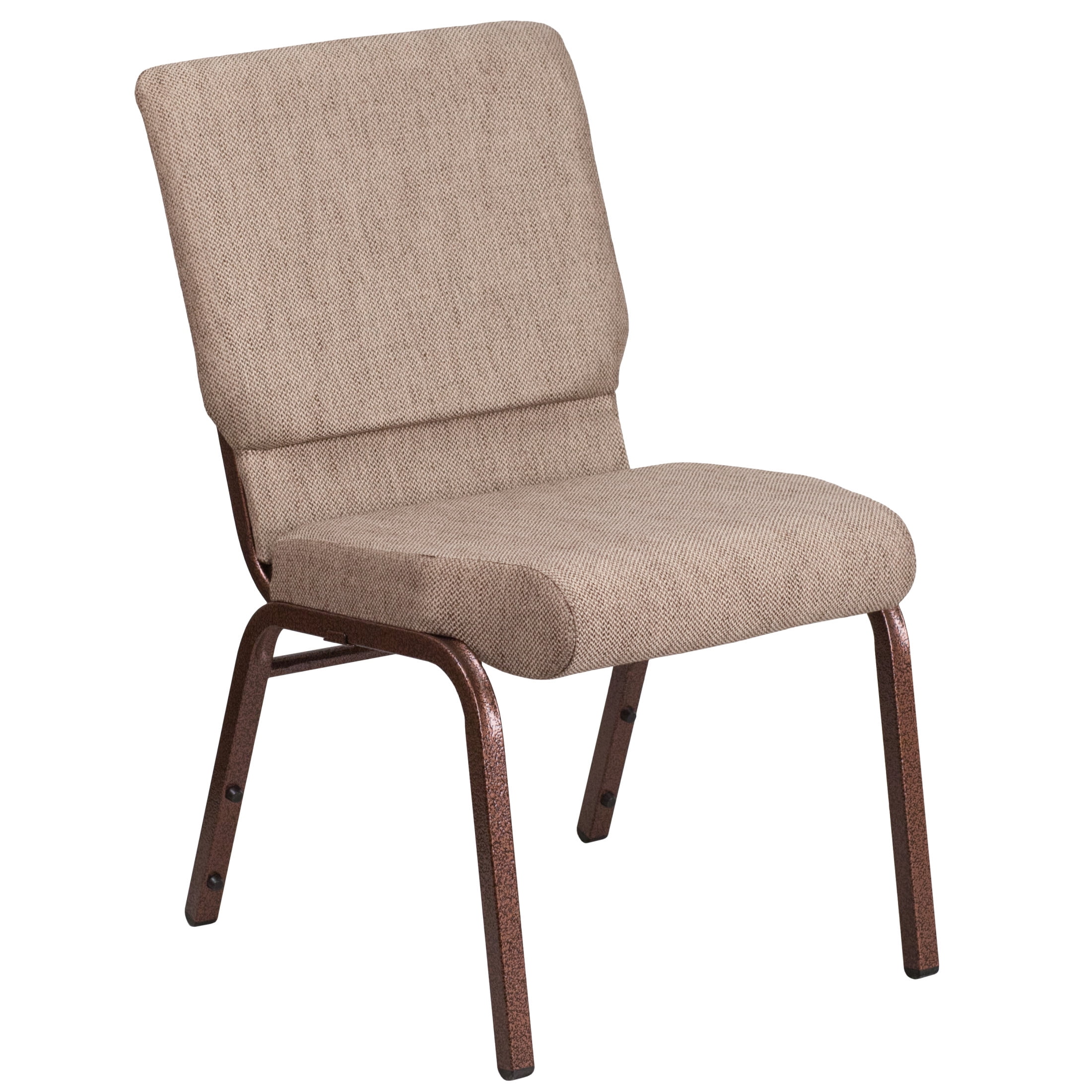 Beige Fabric Copper Vein Frame Stacking Church Chair