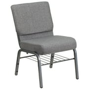 Flash Furniture Hercules Series 21"W Upholstered Adult Church Chair with Book Rack, Gray