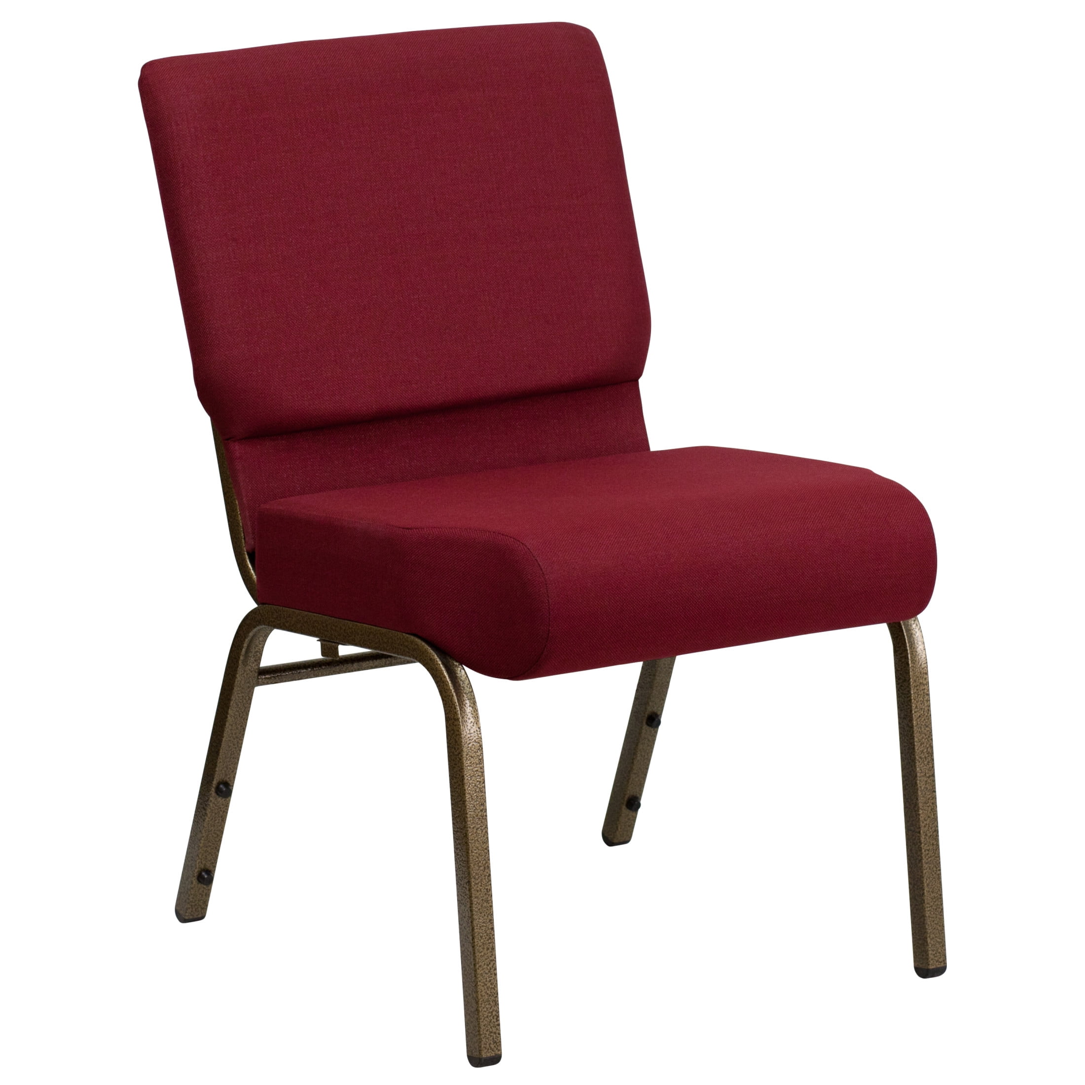 Burgundy Fabric and Gold Steel Stacking Reception Chair