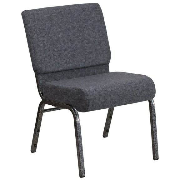Flash Furniture Hercules Series 21"W Upholstered Church Chair with Book Pouch, Dark Gray