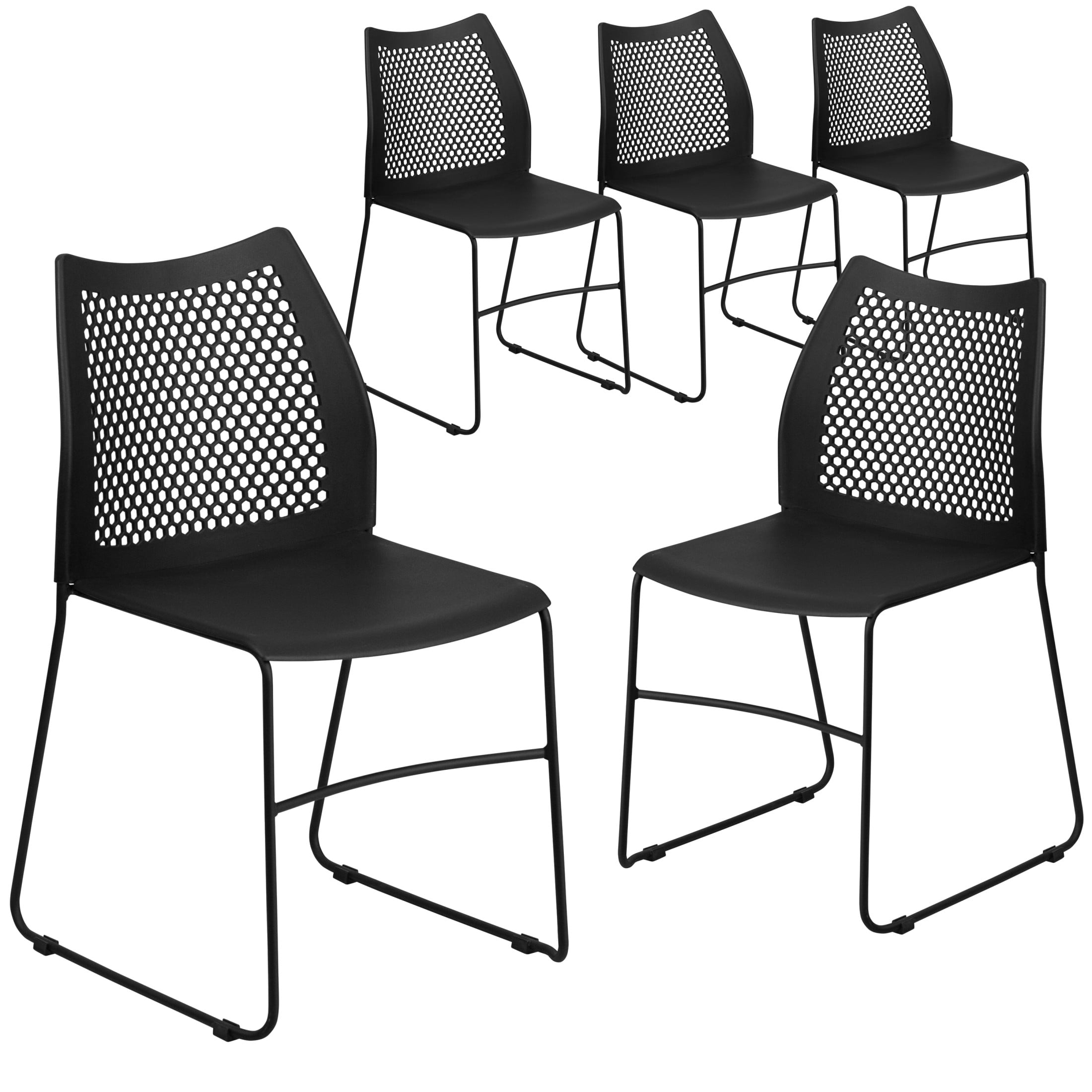 Black Metal High Back Stacking Reception Chair