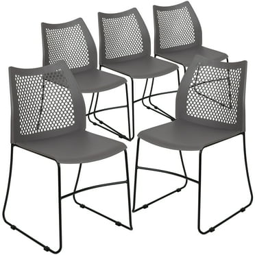 Flash Furniture Hercules Series Adult Air-Vent Back Stacking Waiting Room Chairs, Set of 5, Gray