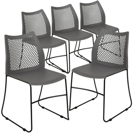 Flash Furniture Hercules Series Adult Air-Vent Back Stacking Waiting Room Chairs, Set of 5, Gray