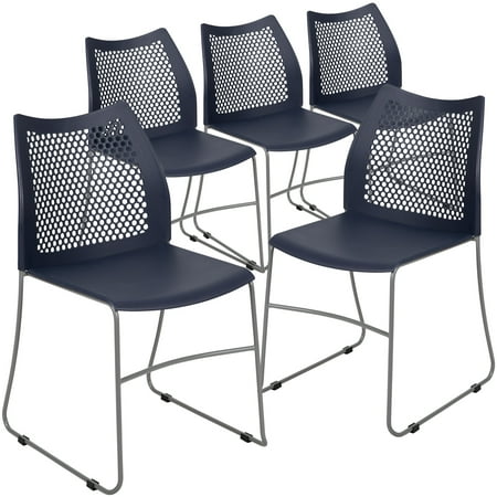 Flash Furniture Hercules Series Adult Air-Vent Back Stacking Waiting Room Chairs, Set of 5, Navy