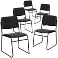 thumbnail image 1 of Flash Furniture Hercules Series Adult High-Density Vinyl Sled Base Stack Chairs, Set of 5, Black, 1 of 15