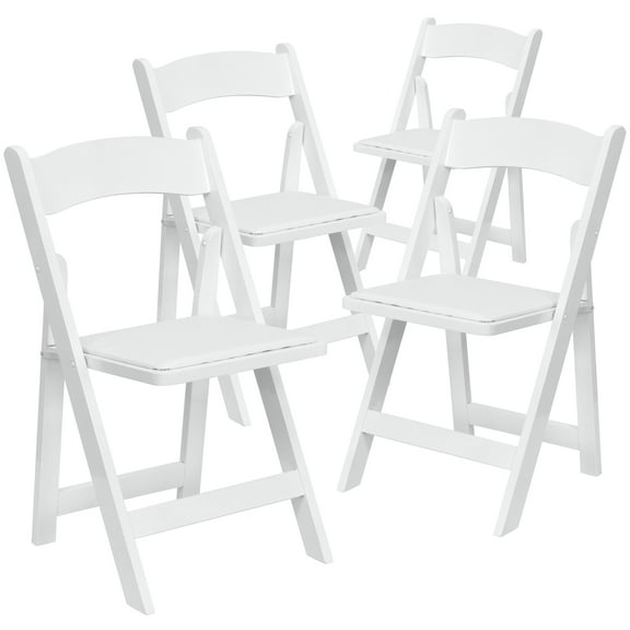 Flash Furniture Hercules Series Adult Size Beechwood Folding Event Chairs, Set of 4, White Wood