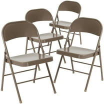 Flash Furniture Hercules Series Adult Size Double Braced Metal Folding Chairs, Set of 4, Beige