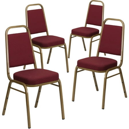 Flash Furniture Hercules Series Adult Size Trapezoidal Stacking Banquet Chairs, Set of 4, Burgundy