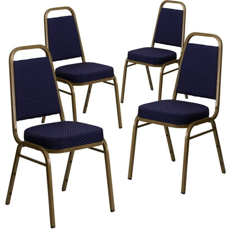 Flash Furniture Hercules Series Adult Size Trapezoidal Stacking Banquet Chairs, Set of 4, Navy