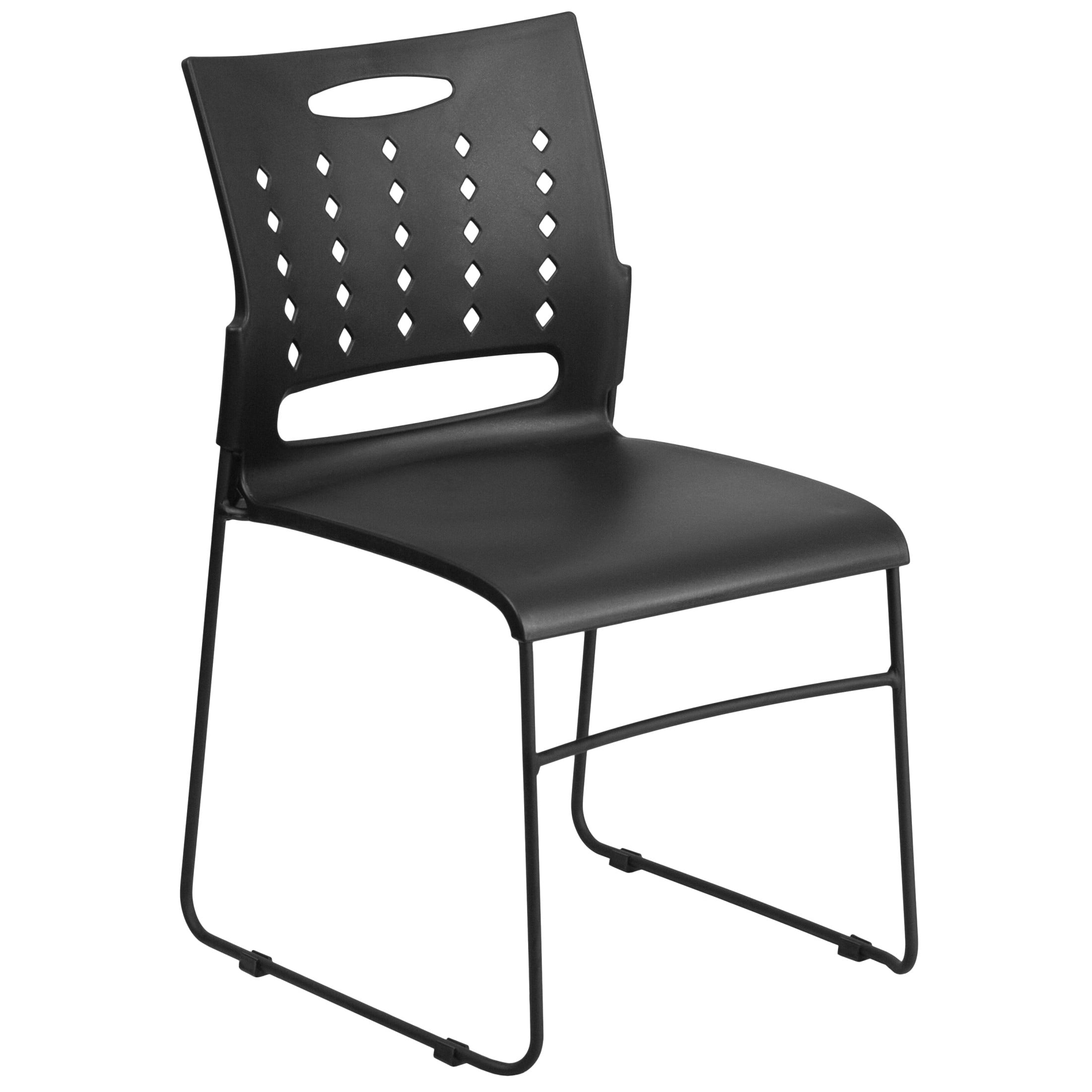 Hercules 881 lb Black Plastic Sled Base Stackable Chair