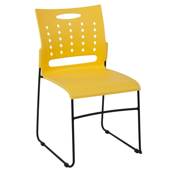 Flash Furniture Hercules Series Adult Sled Base Air-Vent Back Stack Chair, Yellow