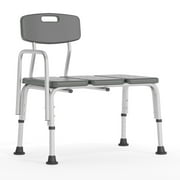 Flash Furniture Hercules Series Bath and Shower Transfer Bench with Back and Side Arm, Gray