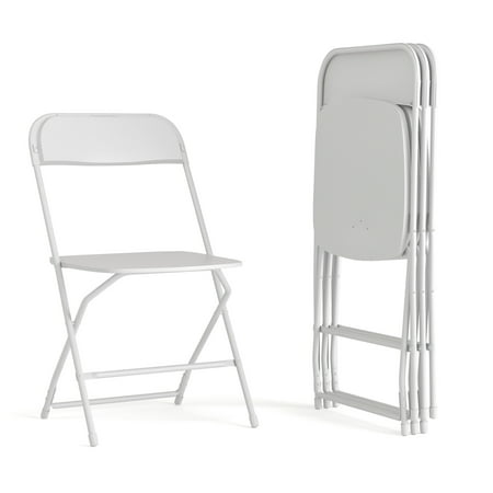 Flash Furniture Hercules Series Big & Tall Adult Stackable Plastic Folding Chairs, Set of 4, White